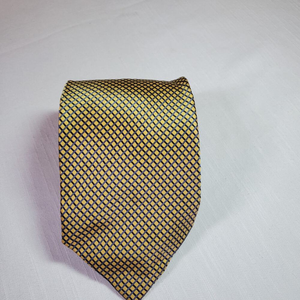 Croft & Barrow Mens Necktie Yellow Gold Geometric Silk Suit Dress Tie